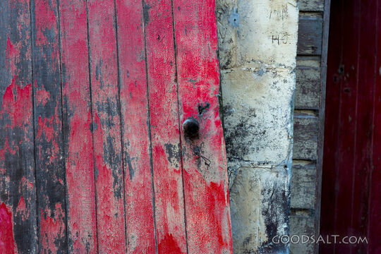 Close-up of old shed door.