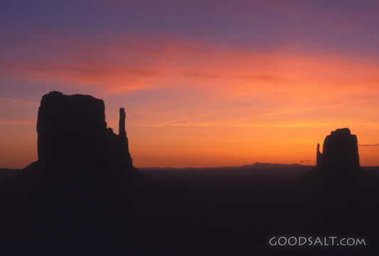 Dark mountains in a sunset.