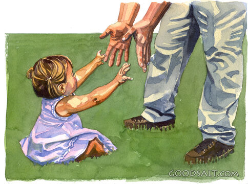 Daughter Reaching Up to Father