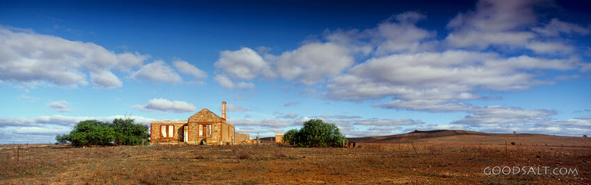 derelict house in lonely desert country
