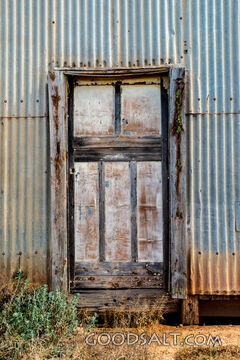 Doors of uniquely styled storage shed