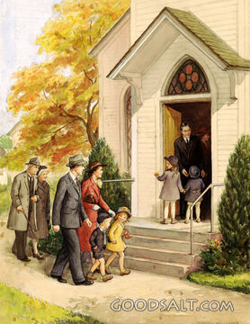 Family Going to Church