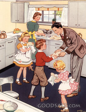 Family Washing Dishes