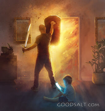 Father defending his home