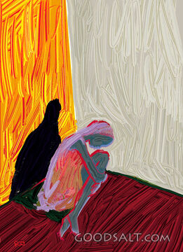 Girl Holding Knees in Corner