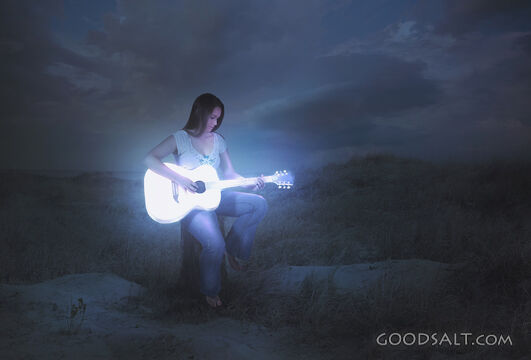 Glowing Guitar at Night