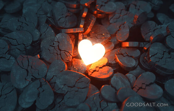 Glowing Heart with Broken Hearts