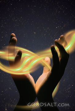 Golden Rays Flow Through Hands