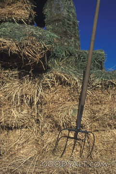 Hay Bales and Pitchfork