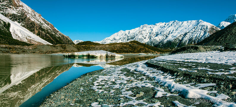 Icy mirrored water.