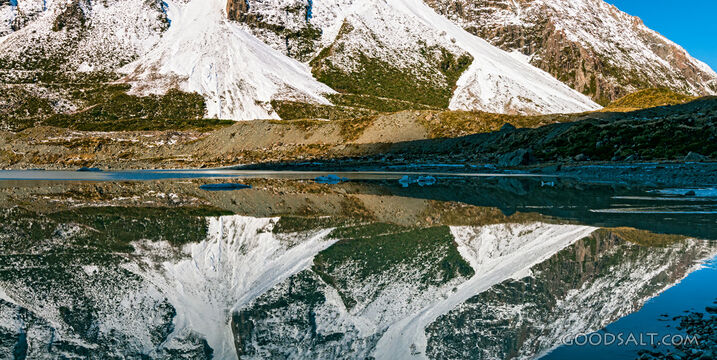 Icy mirrored water.