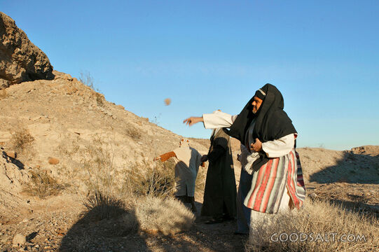 Isrealite Men Throwing Stones