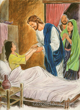 Jairus&#039; Daughter Sitting in Bed