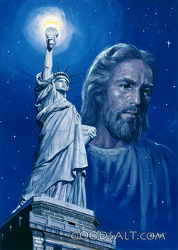 Jesus Christ and the Statue of Liberty