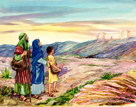 Jesus Going to Temple with Mary and Joseph