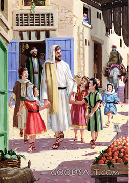 Jesus Walking with Children