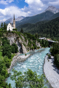 Church by the Mountain River