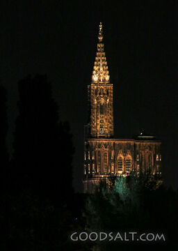 Illuminated Gothic Cathedral Spire