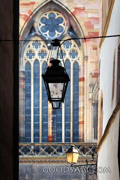 Lanterns Beside the Gothic Church Window