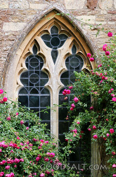 Gothic Church Window with Roses