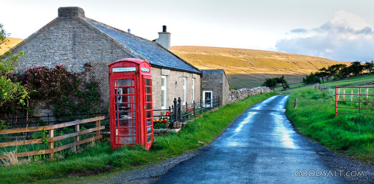 Country Lane with Red Telephone Box
