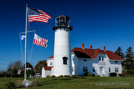 Lighthouse and American Flag