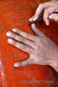Hands Engraving Floral Ornament