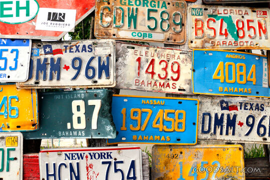 Island License Plate Wall