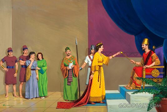 King Xerxes Holds Out Golden Scepter