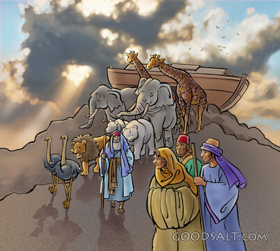 Noah and the Animals Leaving the Ark