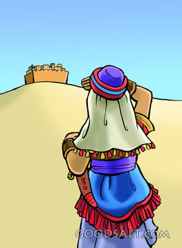 Traveler Approaching the Walled City