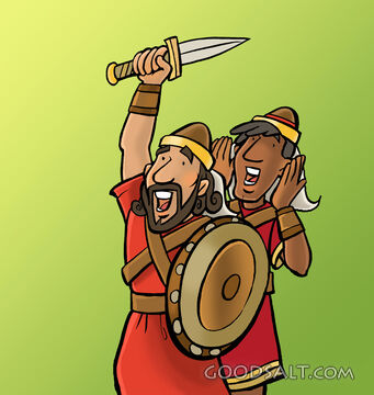 Israelite Warriors Raising the Battle Cry