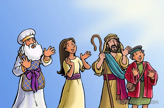 Bible Worshipers Raising Hands