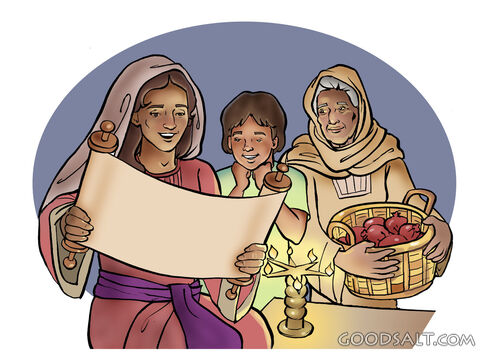 Family Reading the Scroll