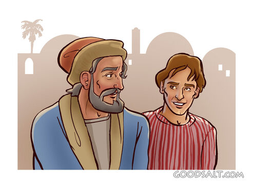 Elder and Young Man in a Biblical Village