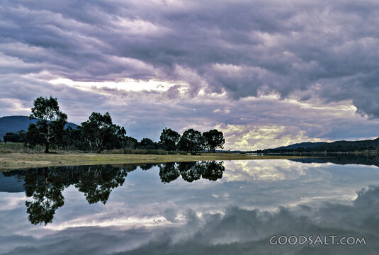 landscape with reflection of land and sky