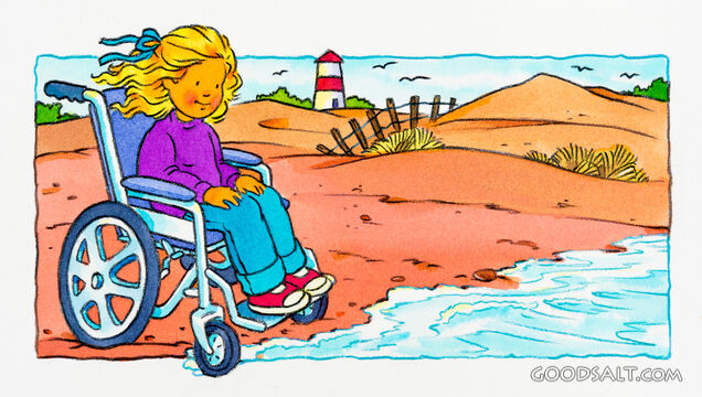 Little Girl in Wheelchair at Beach
