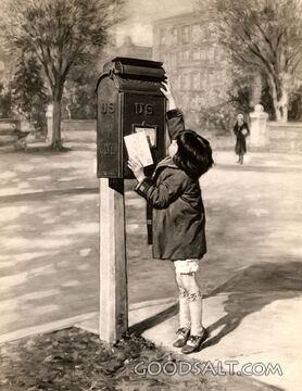 Little Girl Mailing Letter