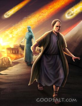 Lot Running From Sodom and Gomorrah