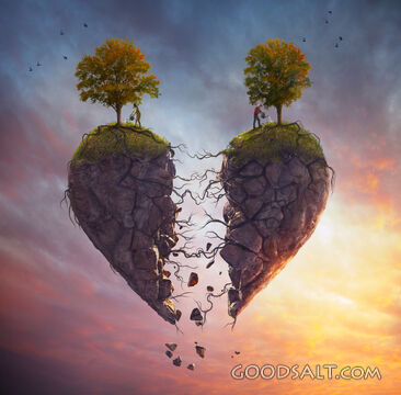 Man and Woman with Broken Heart