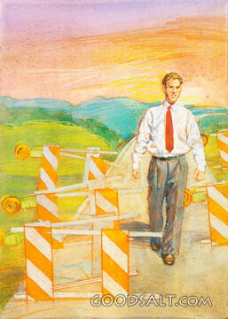Man Breaking Through Barriers