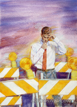 Man in Blocked Off Space