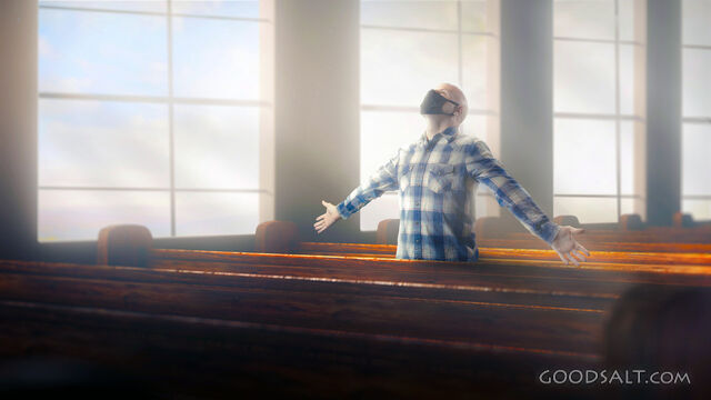 Man in mask at church