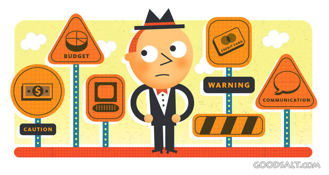 Man Looking at Financial Warning Signs