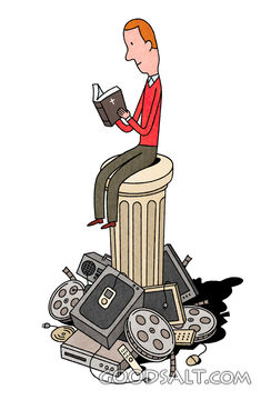 Man Reading Bible above Other Media