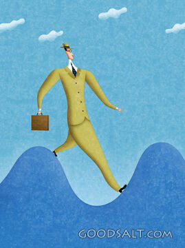 Man Walking on Waves