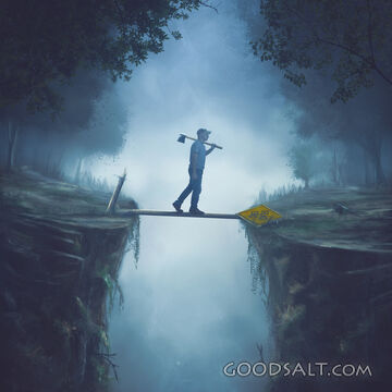 Man walks over dead end sign