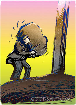 Man With Burden at Cross