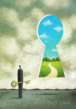 Man With Small Key and Large Keyhole