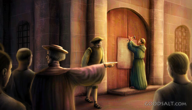Martin Luther Nailing the Ninety-Five Theses